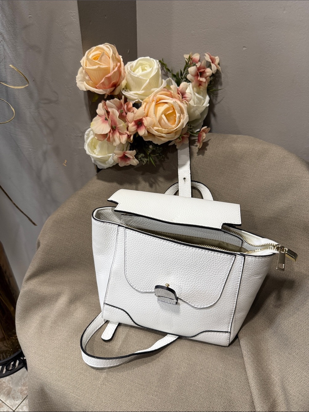 White Leather Top-Handle Women’s Satchel